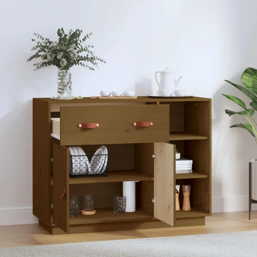 Buffet Marron miel 98,5x40x75 cm Bois massif de pin - 3