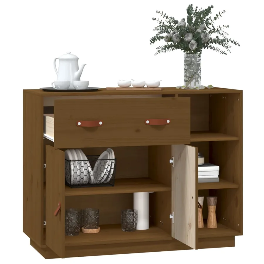 Buffet Marron miel 98,5x40x75 cm Bois massif de pin - 5
