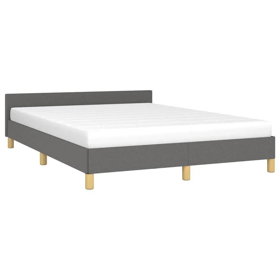 Cadre de lit sans matelas gris foncé 140x200 cm tissu - 3
