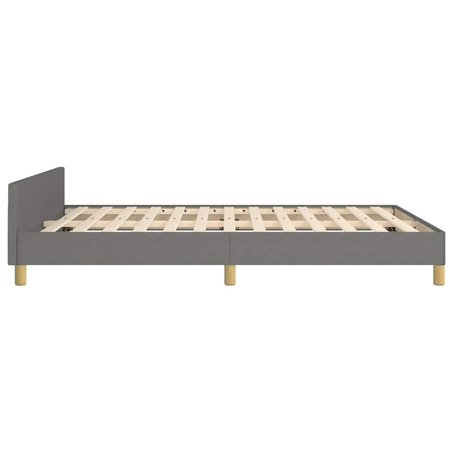 Cadre de lit sans matelas gris foncé 140x200 cm tissu - 6