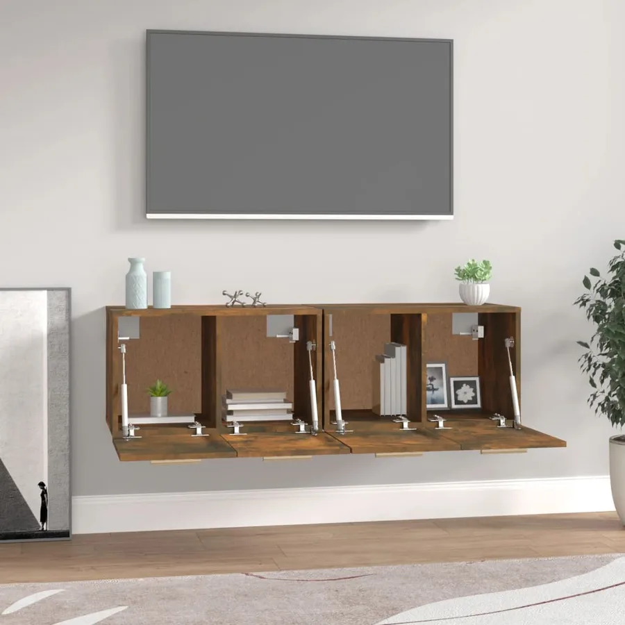 Armoires murales 2pcs Chêne fumé 60x36,5x35cm Bois d'ingénierie - 3