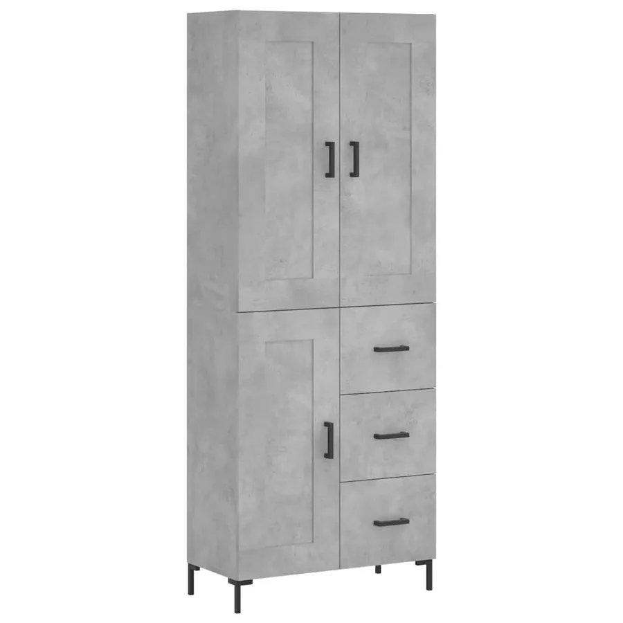 Buffet haut Gris béton 69,5x34x180 cm Bois d'ingénierie - 2
