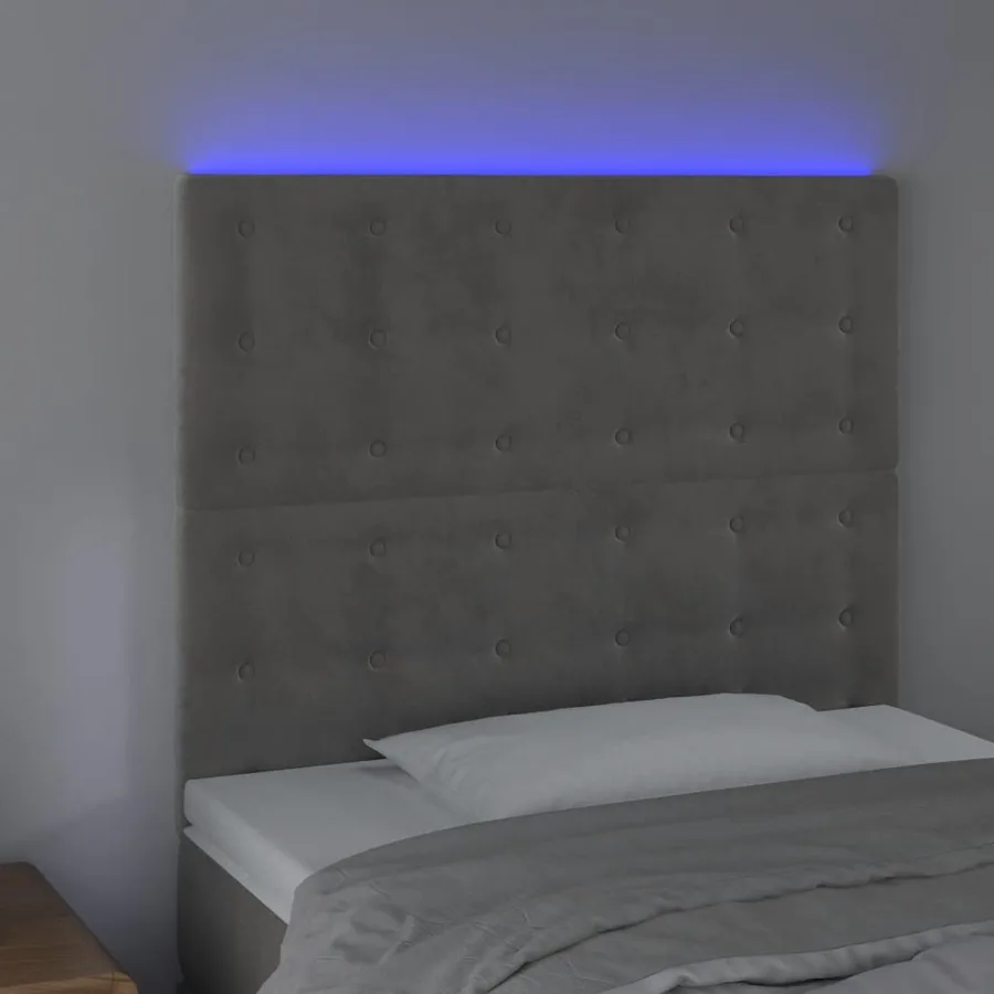 Tête de lit à LED Gris clair 80x5x118/128 cm Velours - 3