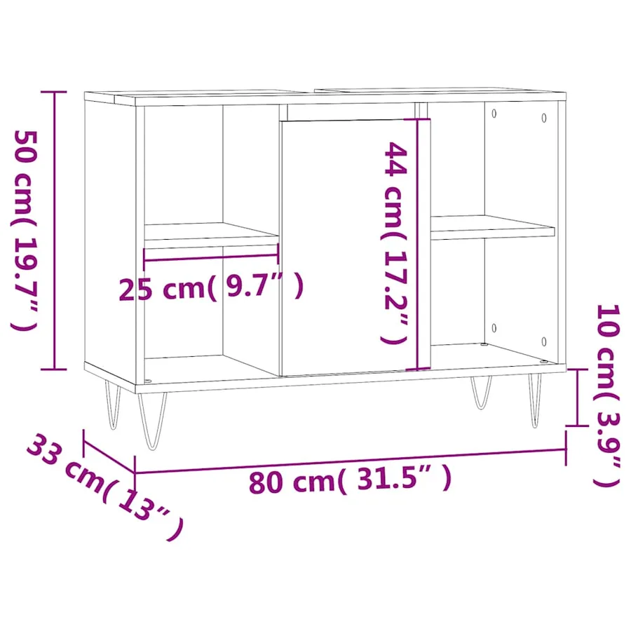Armoire de salle de bain blanc 80x33x60 cm bois d'ingénierie - 13