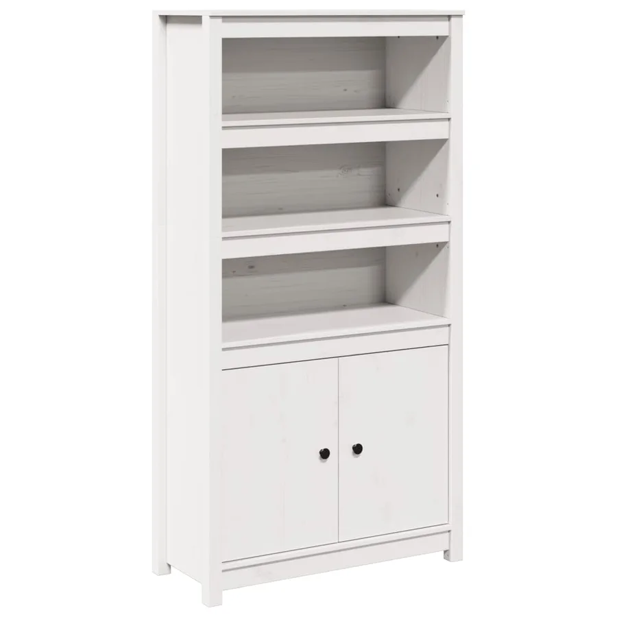 Buffet haut Blanc 80x35x154 cm Bois massif de pin - 2