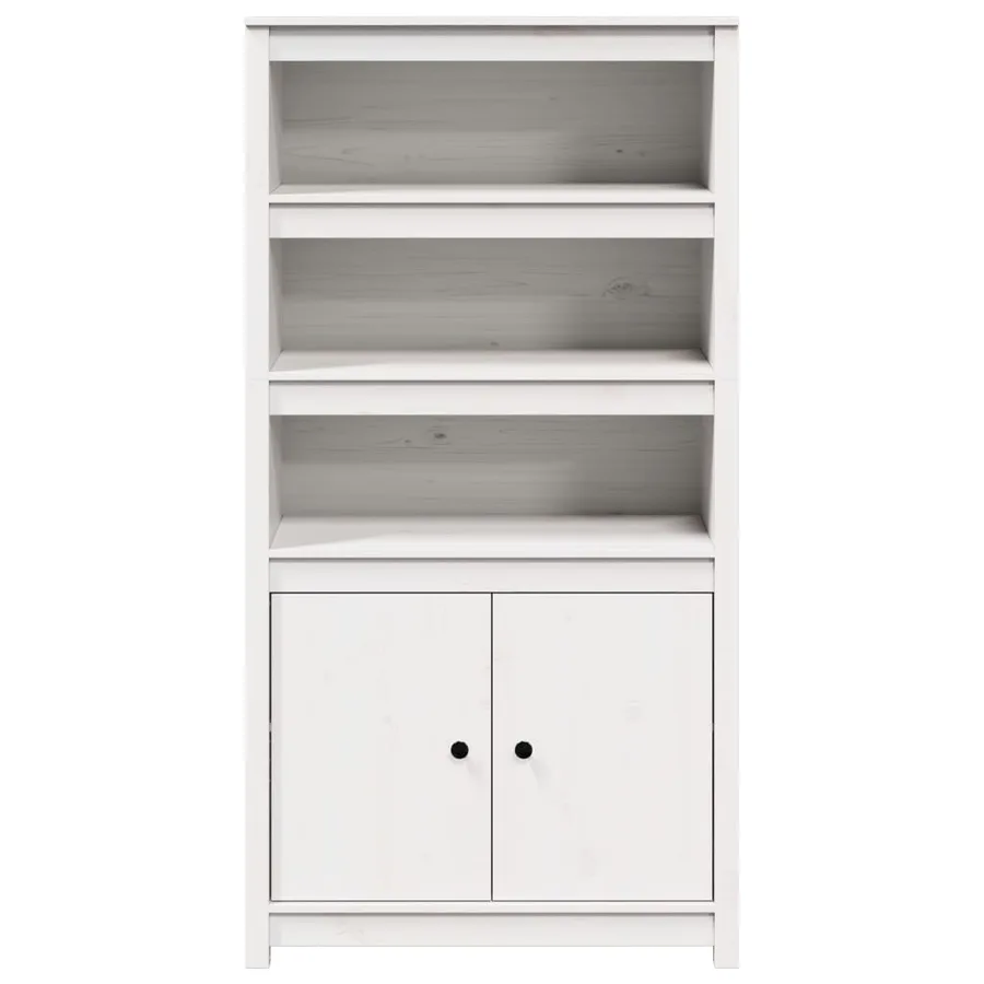 Buffet haut Blanc 80x35x154 cm Bois massif de pin - 5