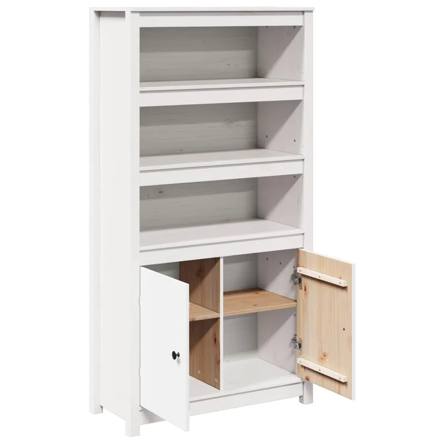 Buffet haut Blanc 80x35x154 cm Bois massif de pin - 6