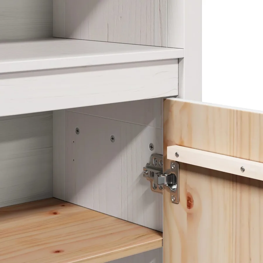 Buffet haut Blanc 80x35x154 cm Bois massif de pin - 9