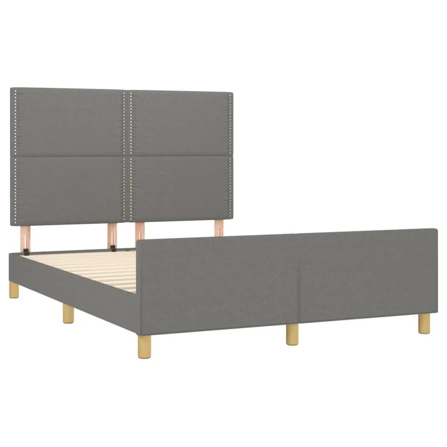Cadre de lit sans matelas gris foncé 140x200 cm tissu - 4