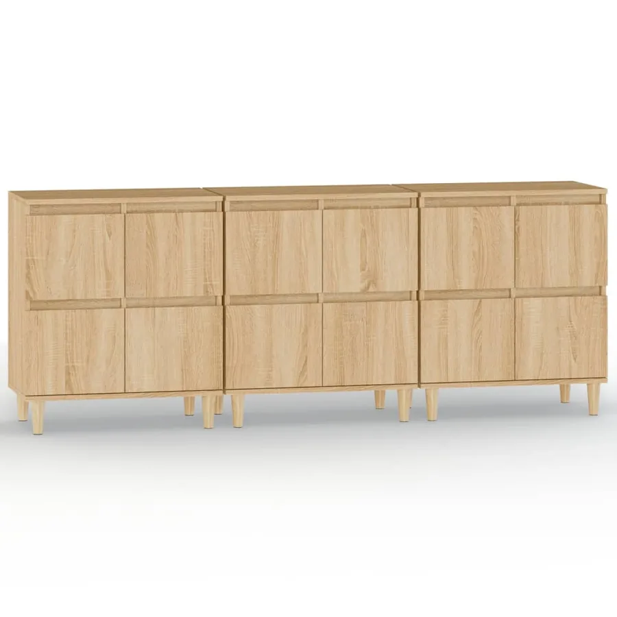 Buffets 3 pcs chêne sonoma 60x35x70 cm bois d'ingénierie - 2