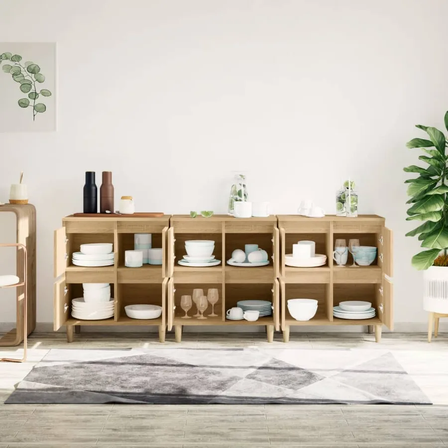 Buffets 3 pcs chêne sonoma 60x35x70 cm bois d'ingénierie - 3