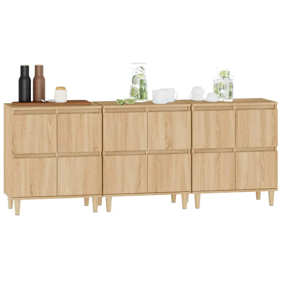 Buffets 3 pcs chêne sonoma 60x35x70 cm bois d'ingénierie - 4