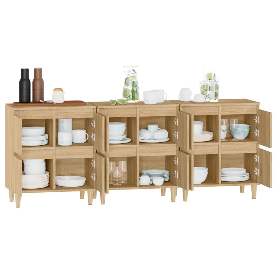 Buffets 3 pcs chêne sonoma 60x35x70 cm bois d'ingénierie - 5