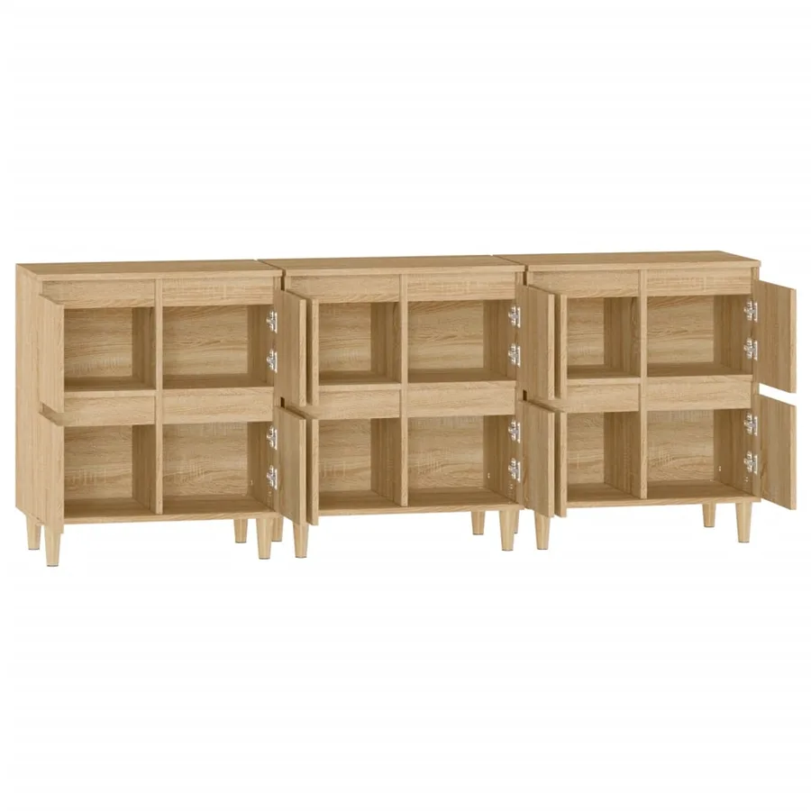 Buffets 3 pcs chêne sonoma 60x35x70 cm bois d'ingénierie - 7