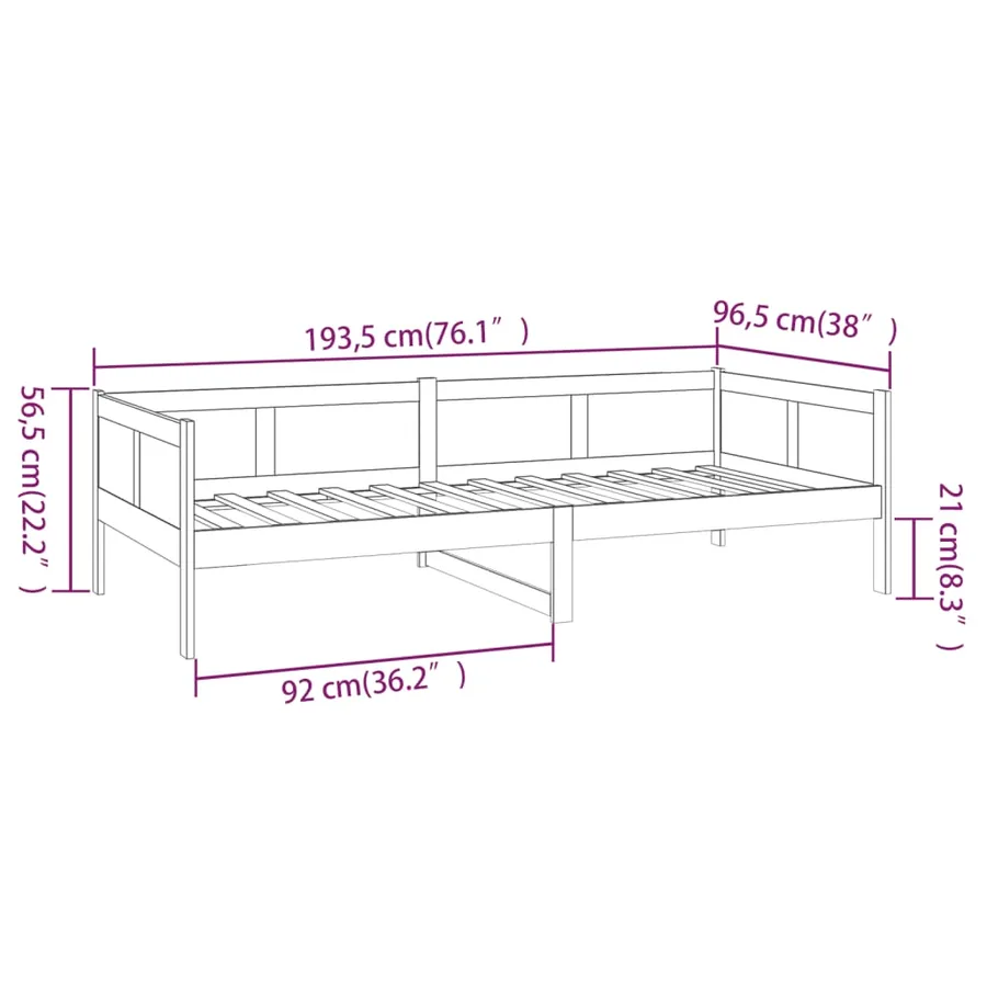 Lit de jour sans matelas marron miel bois pin massif 90x190 cm - 10