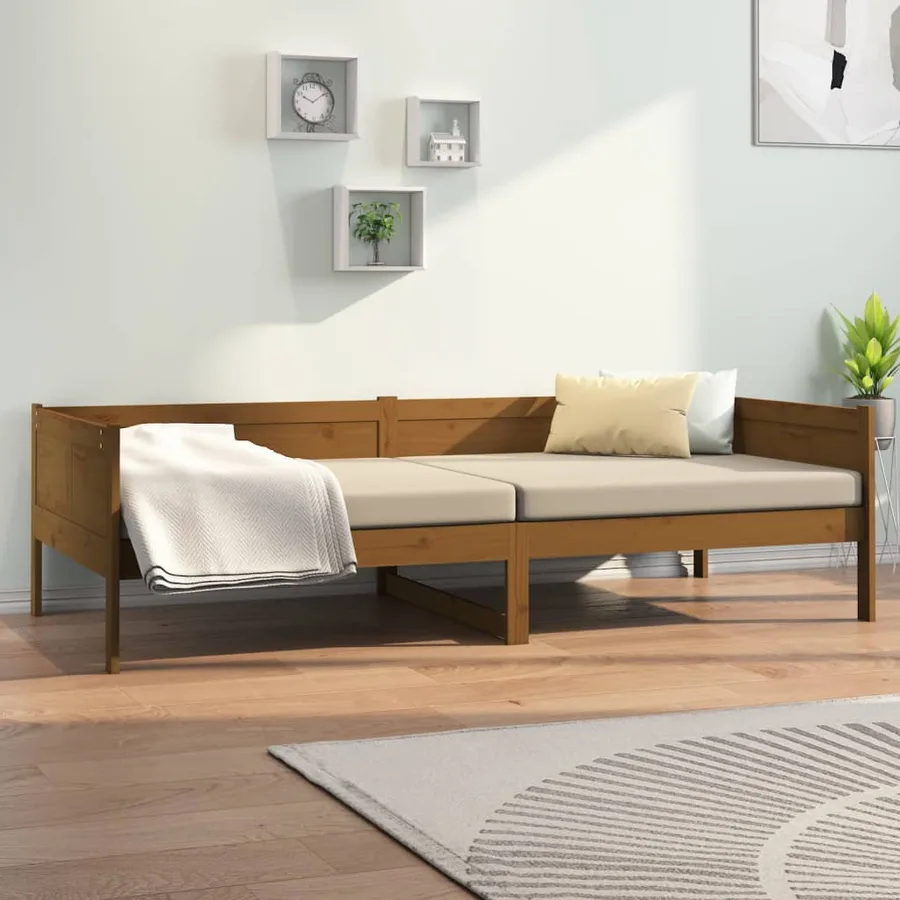 Lit de jour sans matelas marron miel bois pin massif 90x190 cm - 7
