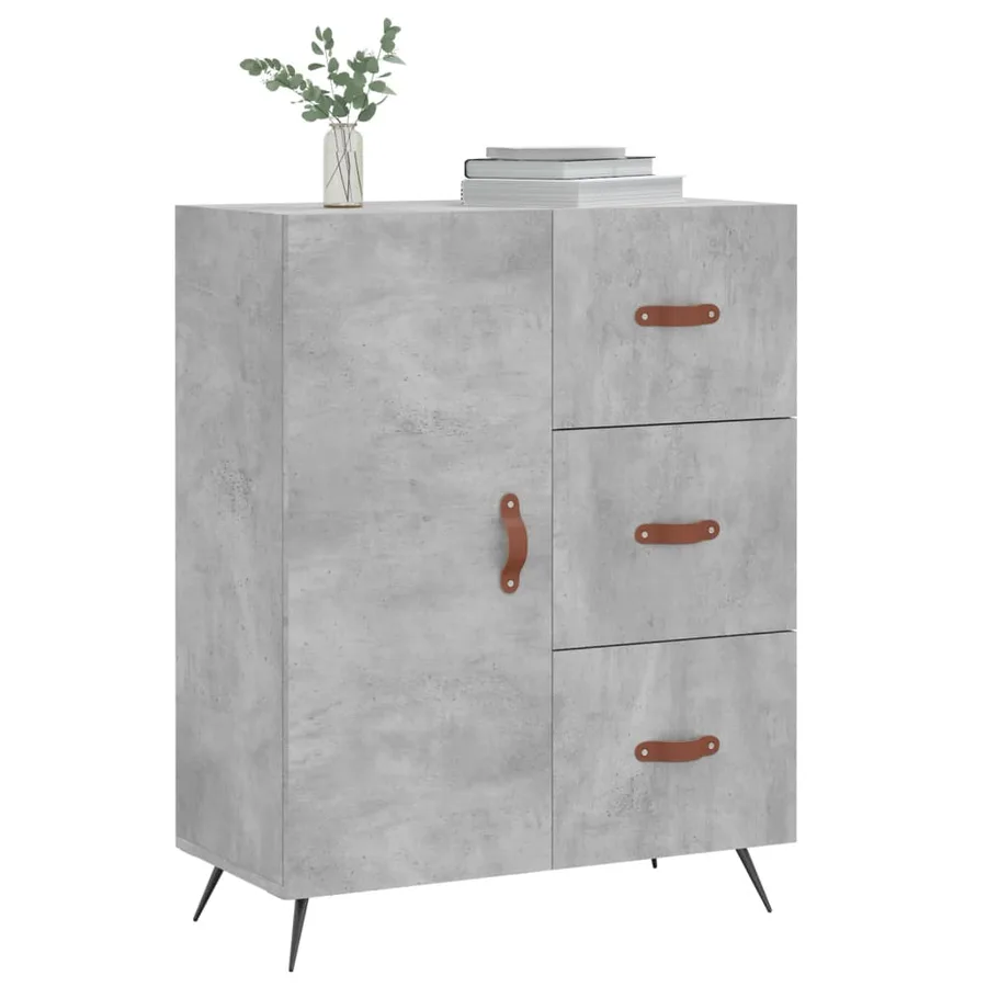 Buffet gris béton 69,5x34x90 cm bois d'ingénierie - 3