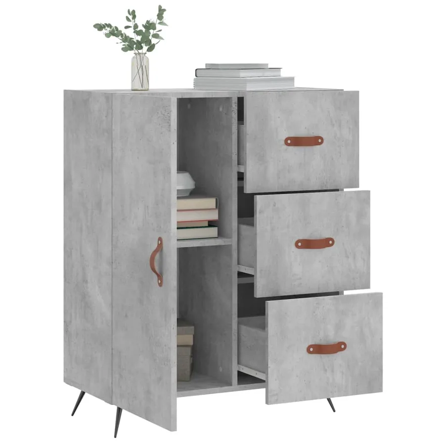 Buffet gris béton 69,5x34x90 cm bois d'ingénierie - 4