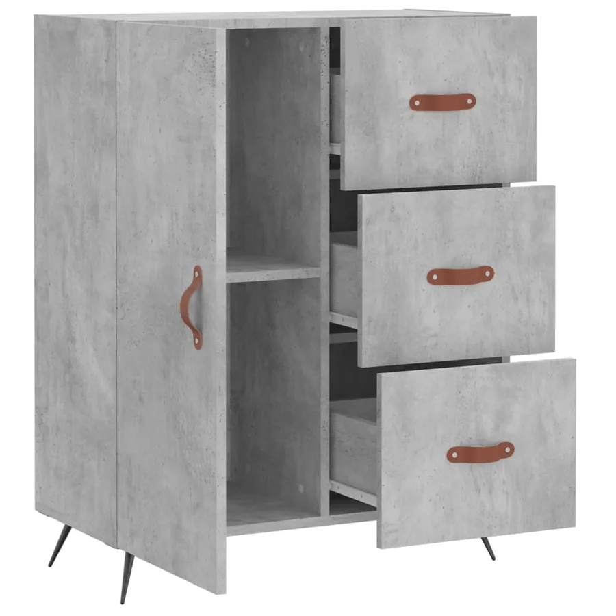Buffet gris béton 69,5x34x90 cm bois d'ingénierie - 6
