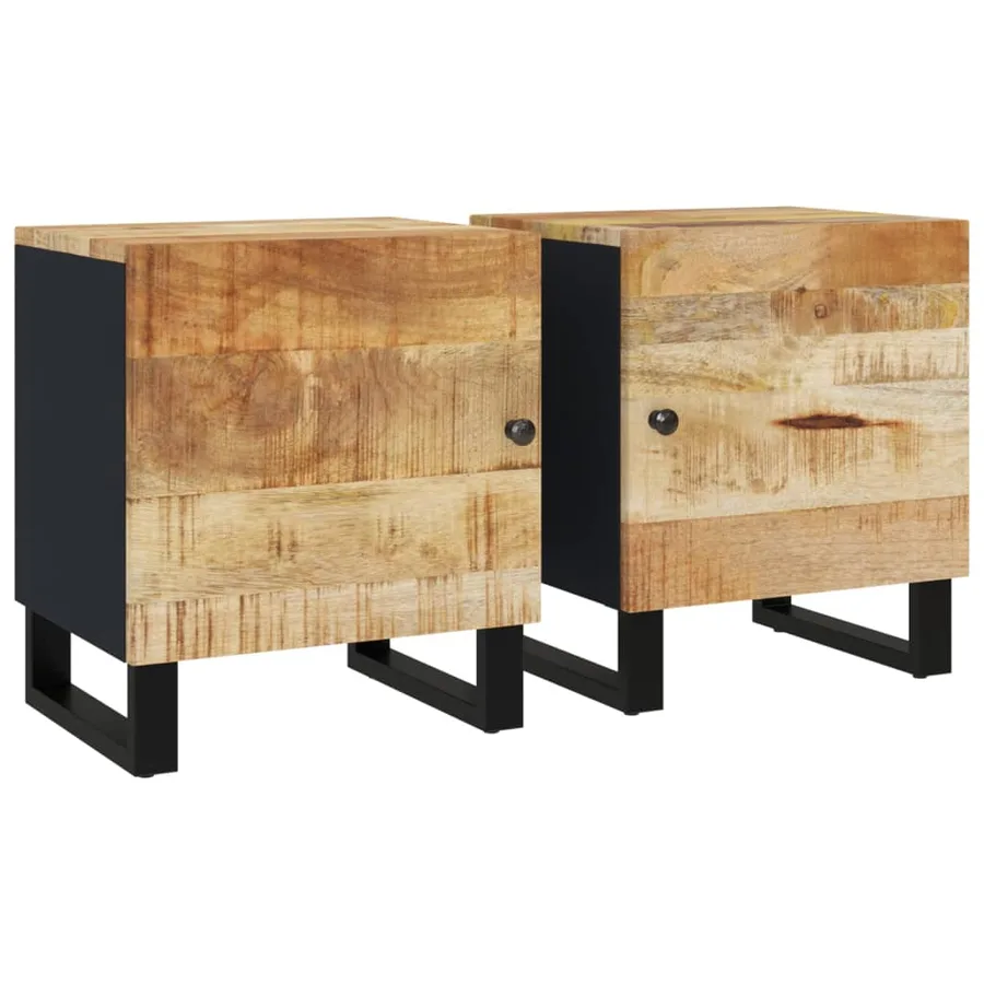 Tables de chevet 2 pcs 40x33x46 cm Bois de manguier solide - 2