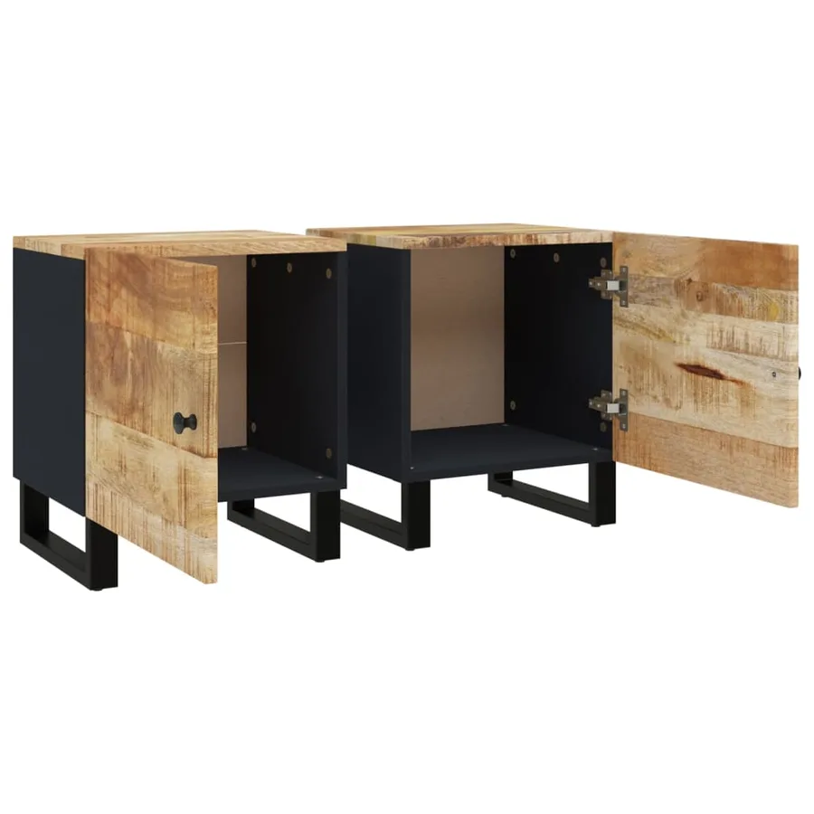 Tables de chevet 2 pcs 40x33x46 cm Bois de manguier solide - 7