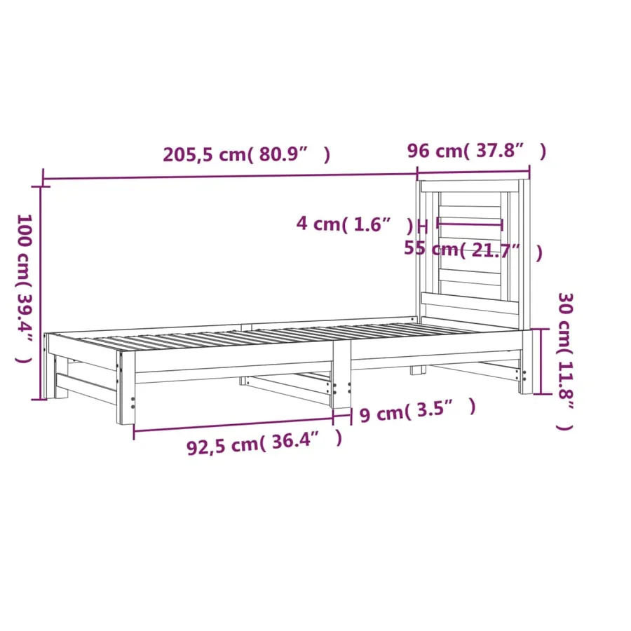 Lit coulissant sans matelas 2x(90x200) cm - 8