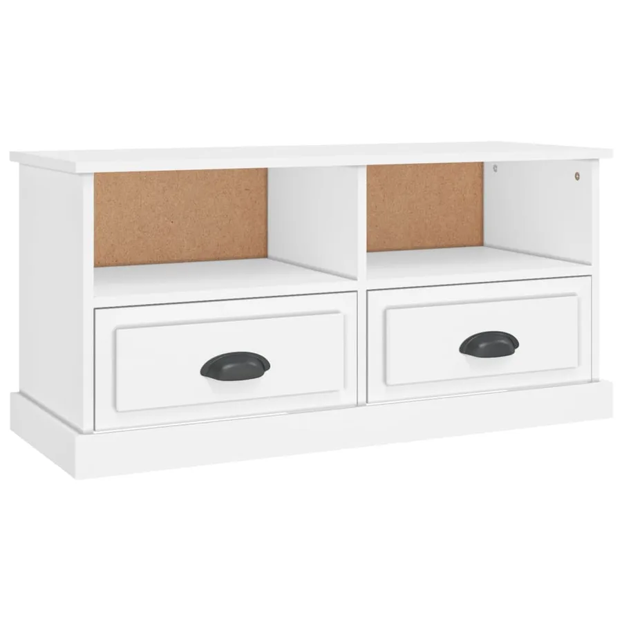Meuble TV blanc 93x35,5x45 cm bois d'ingénierie - 2