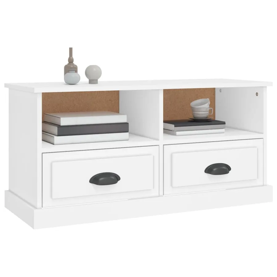 Meuble TV blanc 93x35,5x45 cm bois d'ingénierie - 4