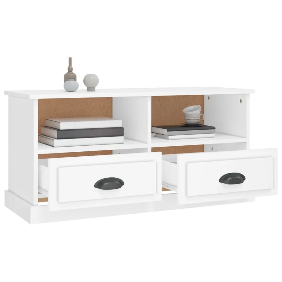 Meuble TV blanc 93x35,5x45 cm bois d'ingénierie - 5