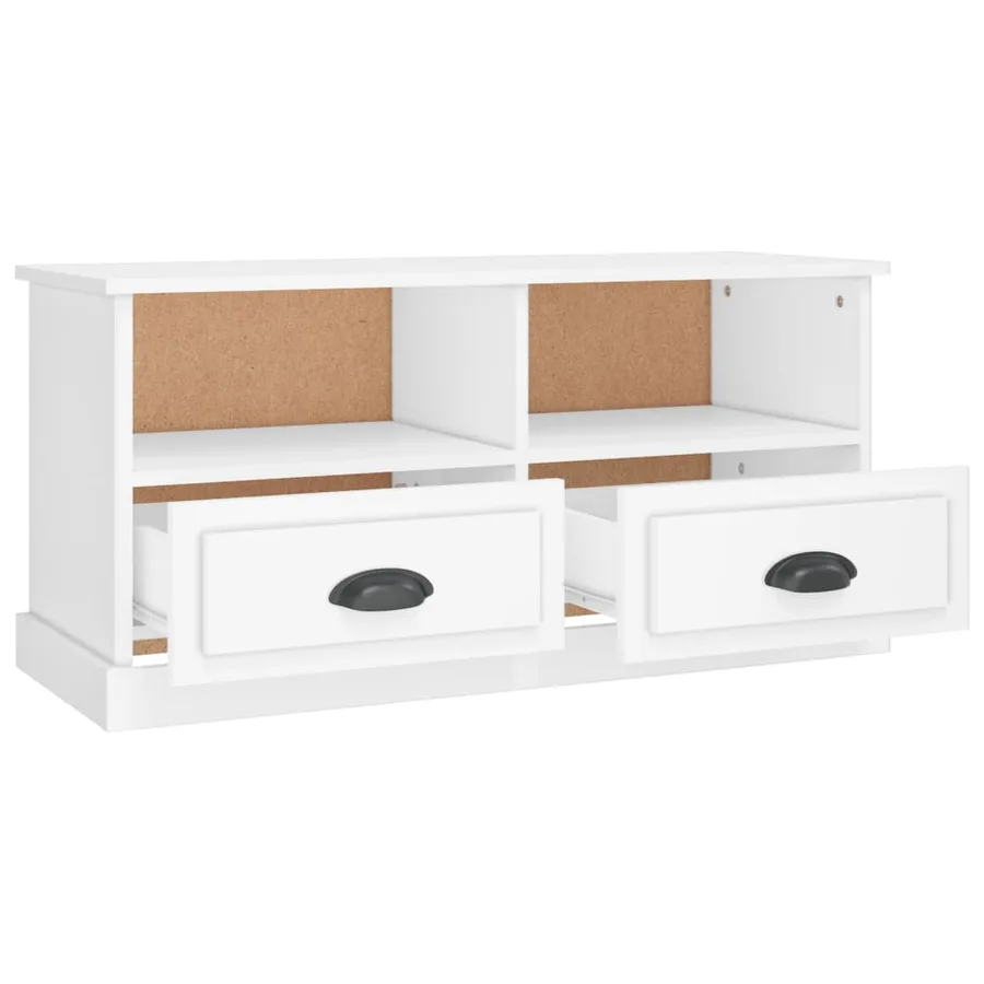 Meuble TV blanc 93x35,5x45 cm bois d'ingénierie - 8
