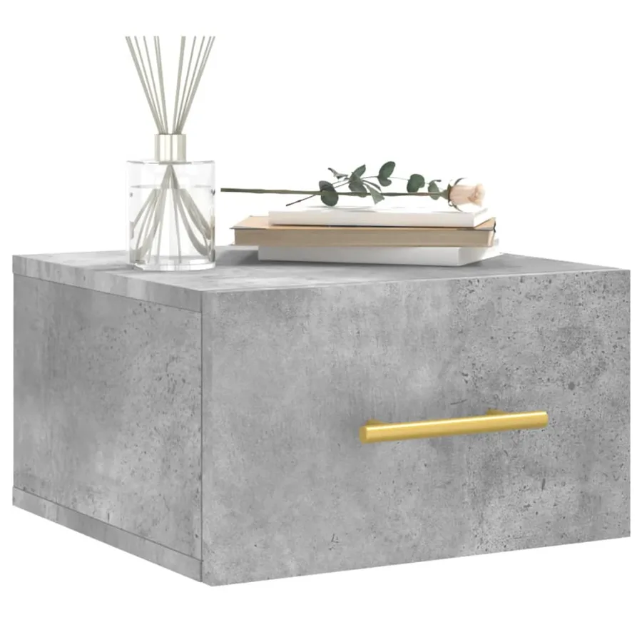 Table de chevet murale gris béton 35x35x20 cm - 3