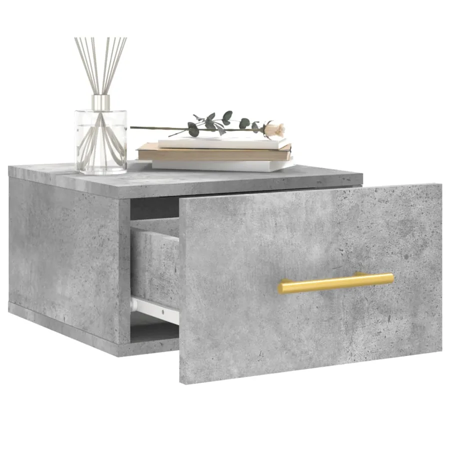 Table de chevet murale gris béton 35x35x20 cm - 4