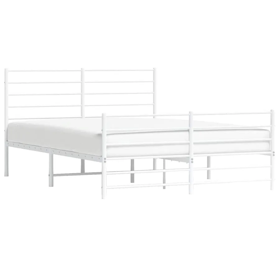 Cadre de lit métal sans matelas et pied de lit blanc 120x190 cm - 5