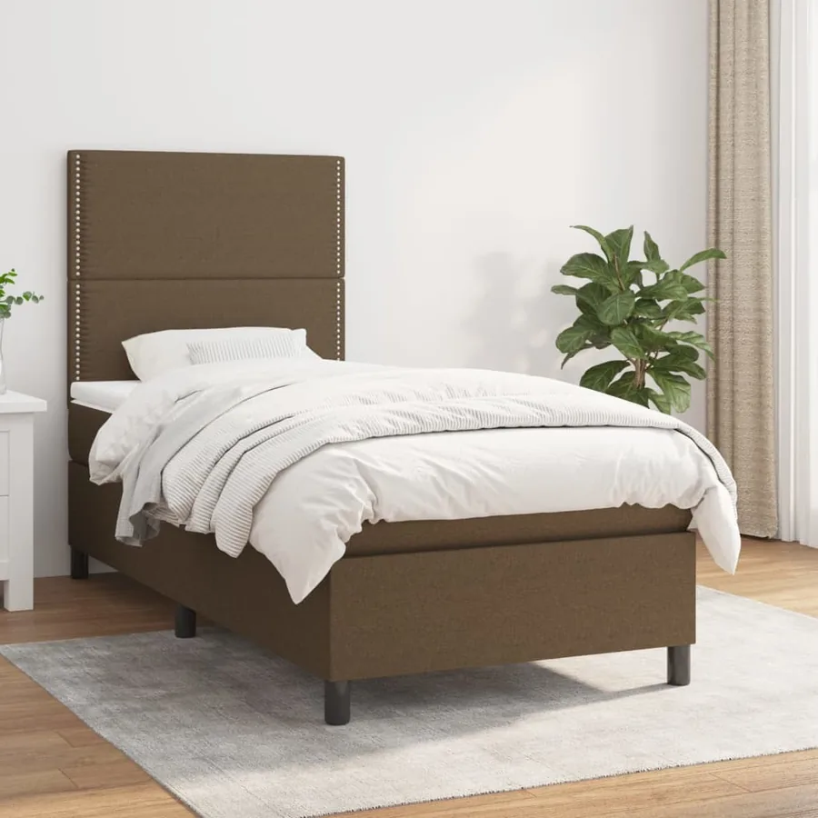 Sommier à lattes de lit avec matelas Marron foncé 100x200 cm
