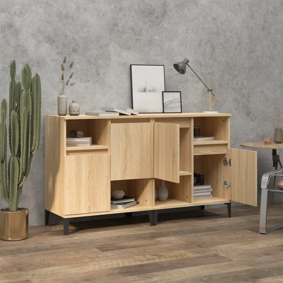 Buffets 2 pcs chêne sonoma 60x35x70 cm bois d'ingénierie - 3