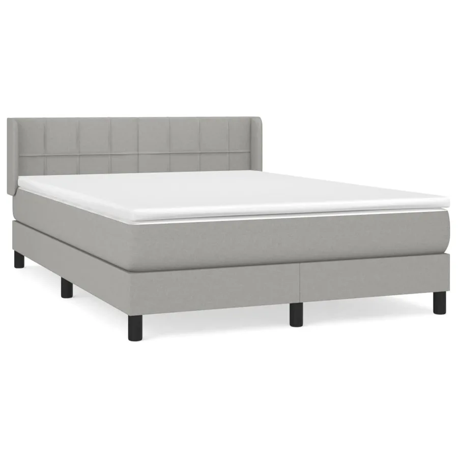 Sommier à lattes de lit avec matelas Gris clair 140x190cm Tissu - 2