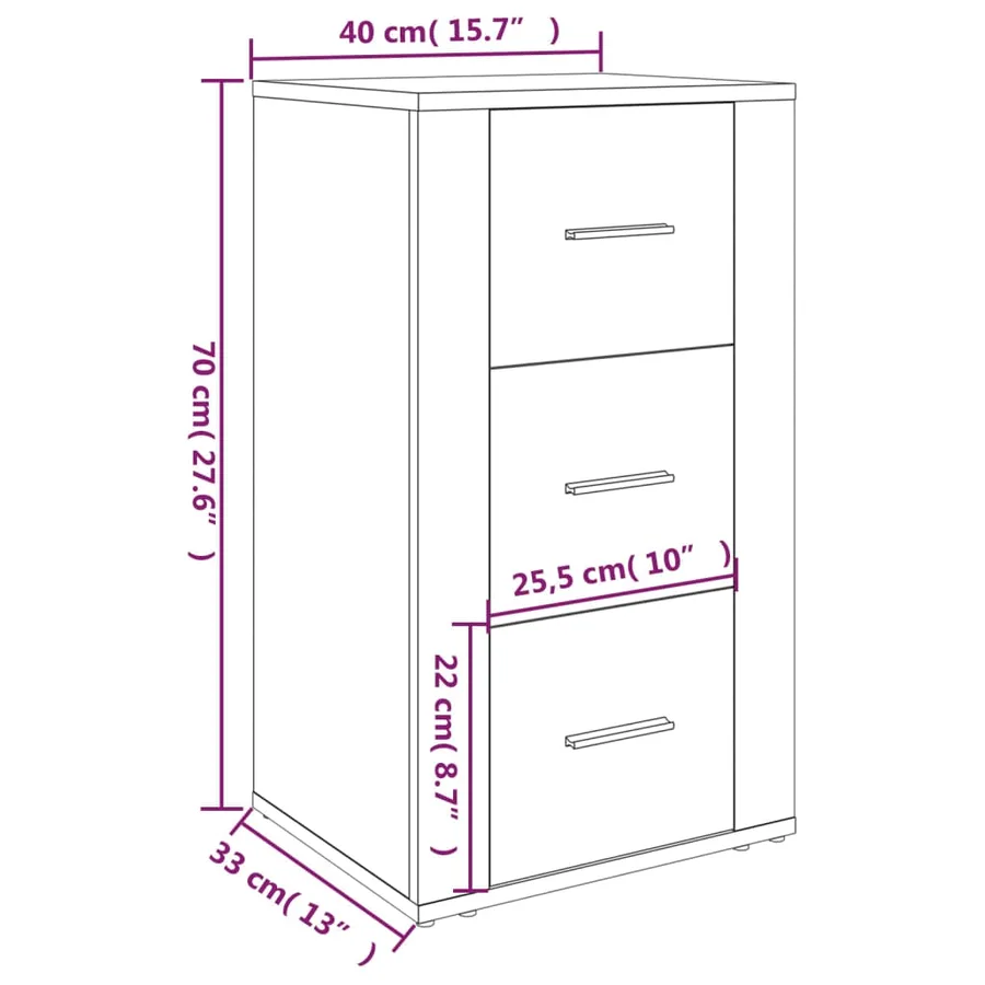 Buffet Chêne marron 40x33x70 cm Bois d'ingénierie - 10