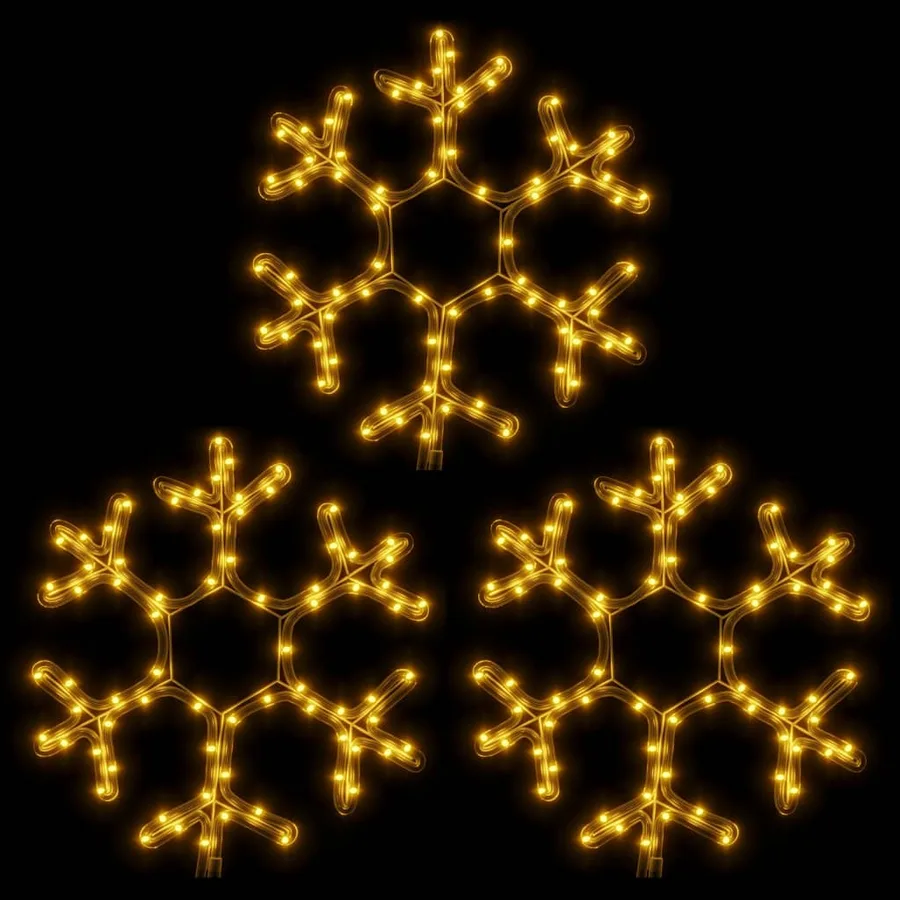 Flocons de neige de Noël avec LED 3 pcs Blanc chaud 38x37 cm - 2