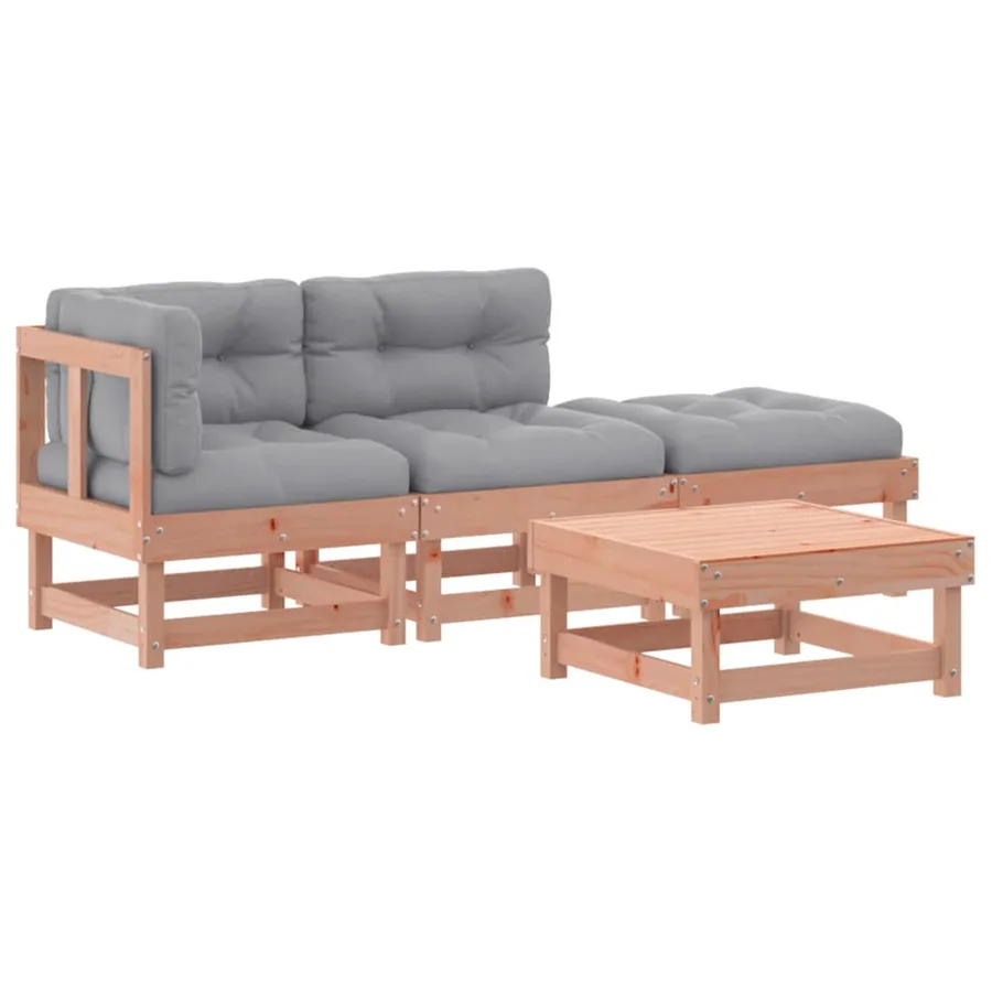 Salon de jardin 4 pcs avec coussins bois massif douglas - 2