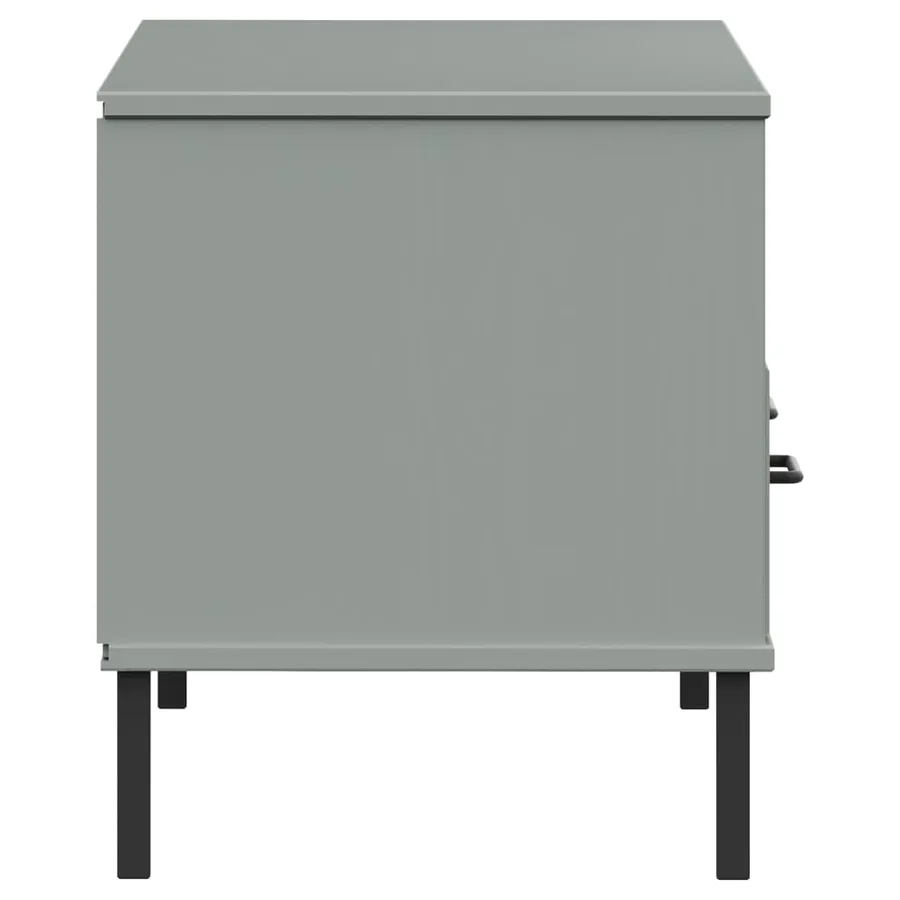 Meuble TV avec pieds en métal Gris Bois de pin massif OSLO - 6