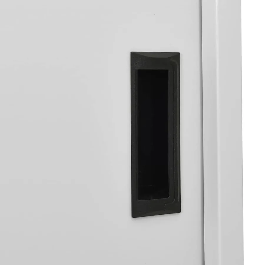 Armoire à bureau porte coulissante Gris clair 90x40x180cm Acier - 7