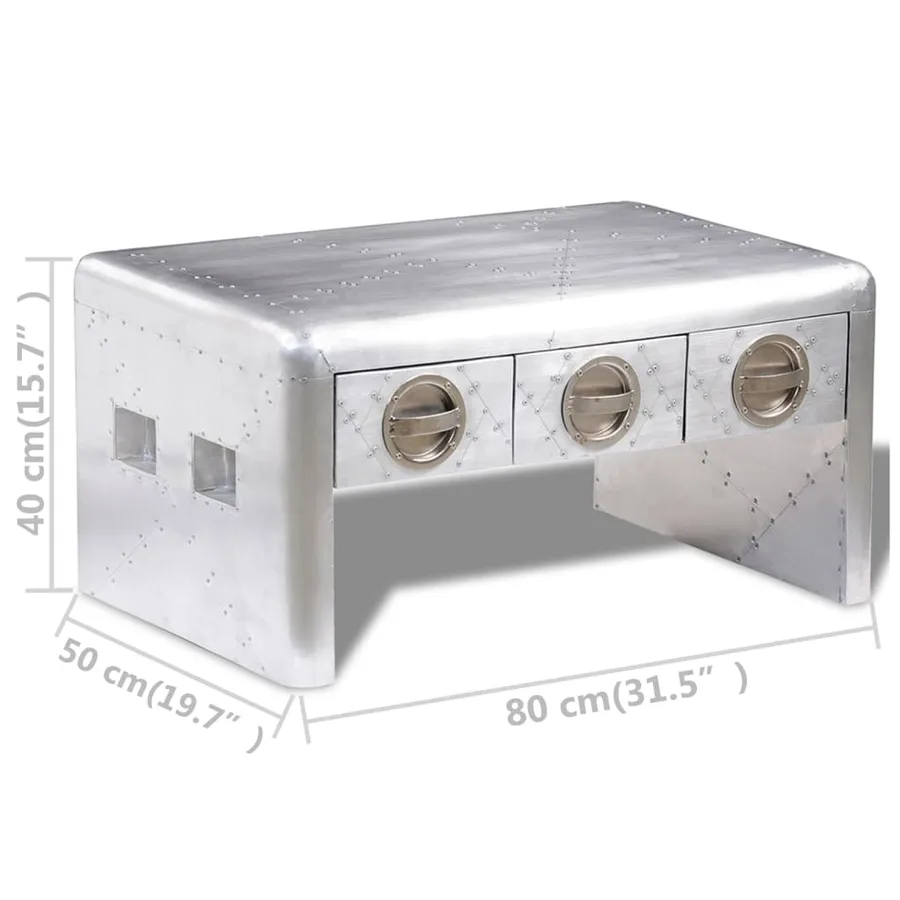Table basse 3 tiroirs vintage Style d'aviation - 5