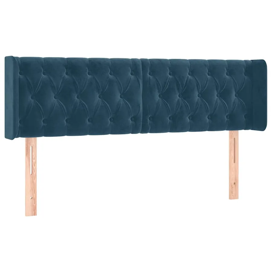 Tête de lit avec oreilles Bleu foncé 147x16x78/88 cm Velours - 2