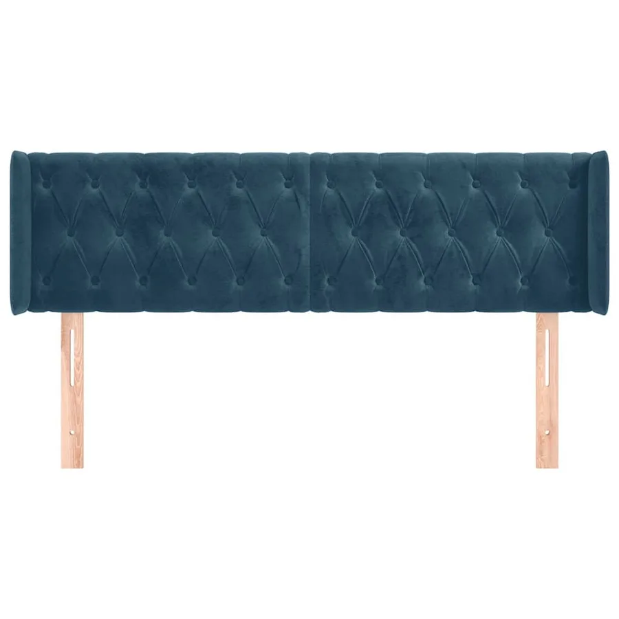 Tête de lit avec oreilles Bleu foncé 147x16x78/88 cm Velours - 3