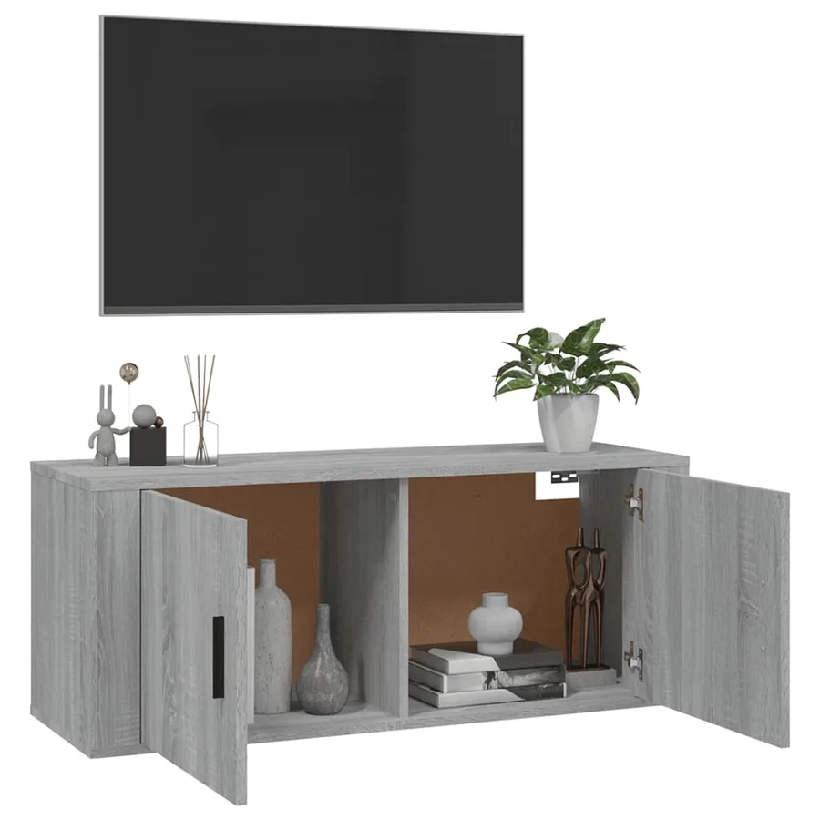 Meuble TV mural Sonoma gris 100x34,5x40 cm - 9