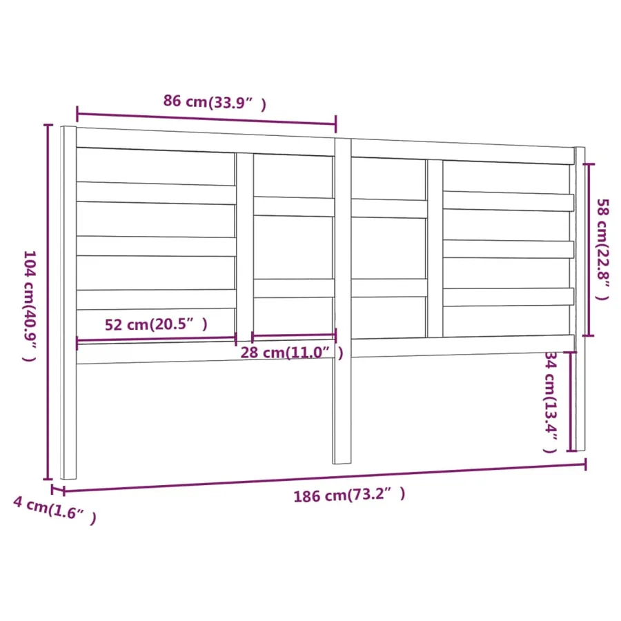 Tête de lit Gris 186x4x104 cm Bois massif de pin - 6