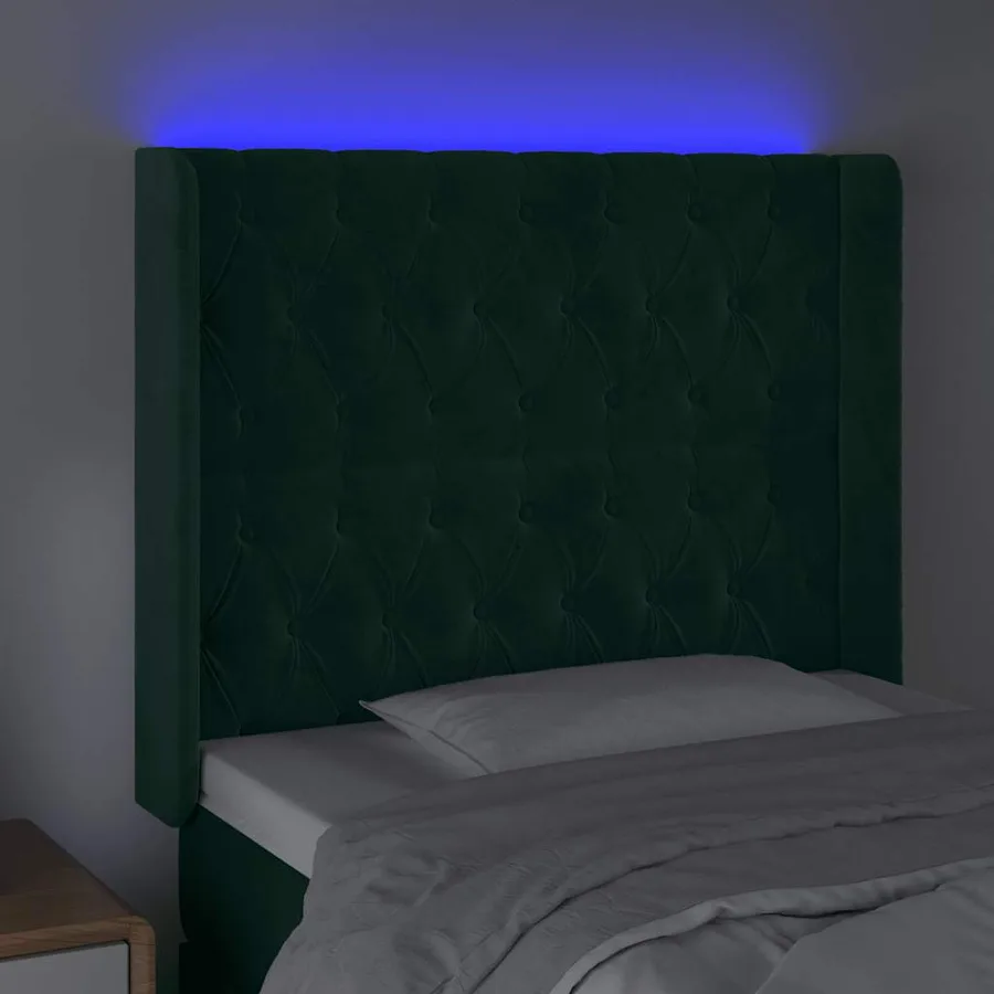 Tête de lit à LED Vert foncé 103x16x118/128 cm Velours - 4