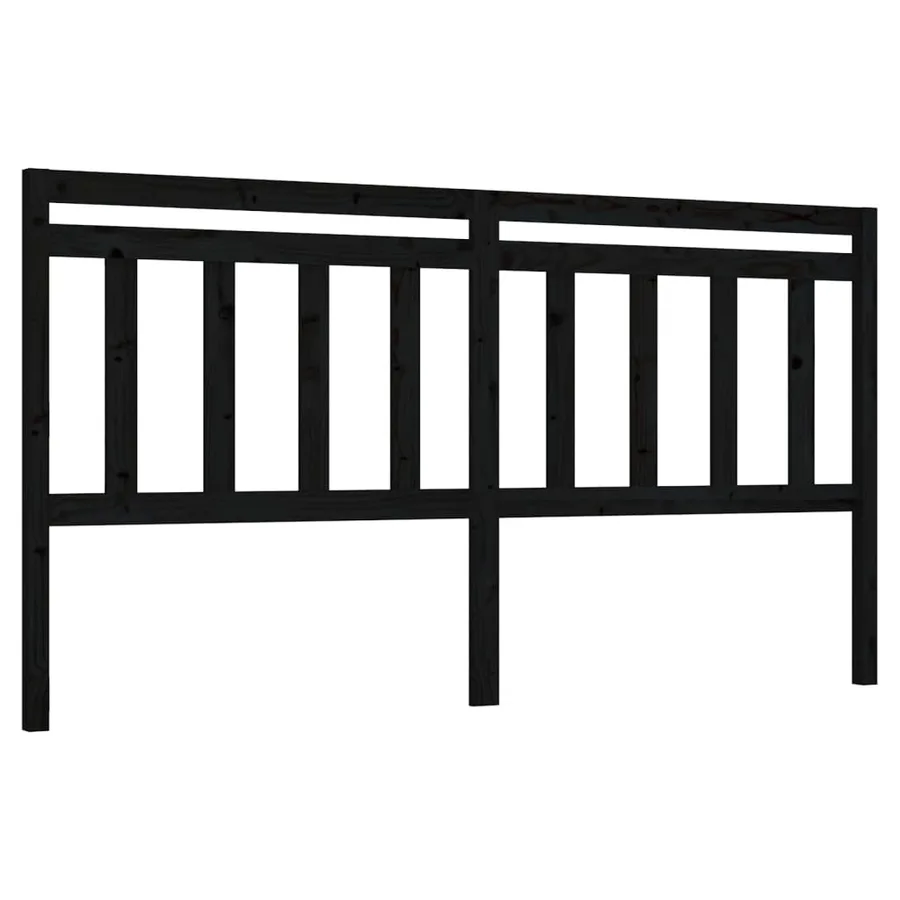 Tête de lit Noir 186x4x100 cm Bois massif de pin - 2