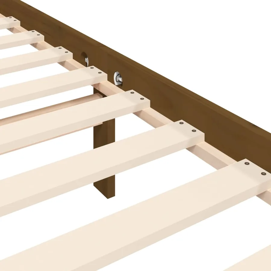 Cadre de lit sans matelas marron miel 200x200cm bois pin massif - 10