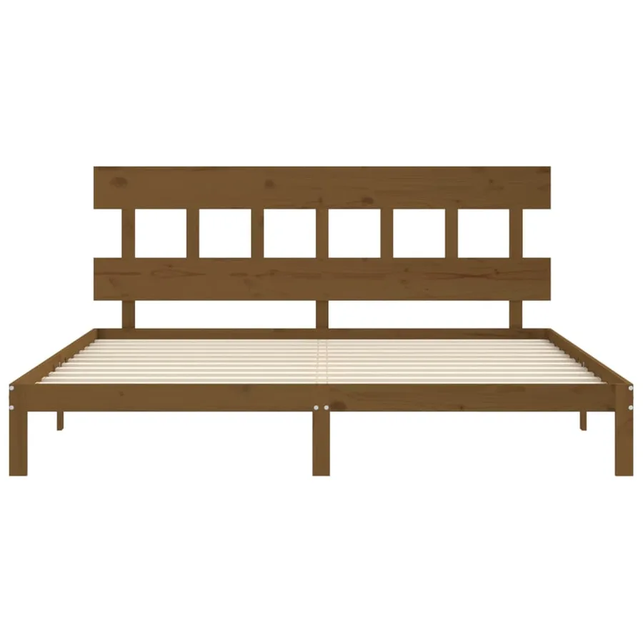 Cadre de lit sans matelas marron miel 200x200cm bois pin massif - 6